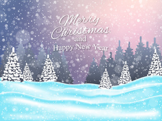 Christmas and New Year Landscape Background. Vector illustration