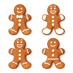 Set of gingerbread man christmas cookies