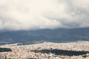 Fototapeta na wymiar stormy sky over Athens