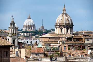 Fototapeta na wymiar Roofs of the Eternal City. View from the Capitol Hill. Rome. Italy