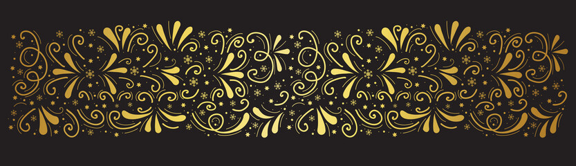 Vector christmas gold ornament on black background
