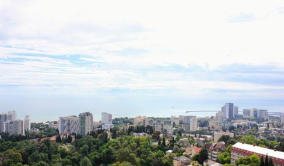 View from the observation deck of the city of Sochi. Background for advertising agency real estate.