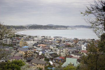 Fototapeta na wymiar Japanese Houses by the Sea