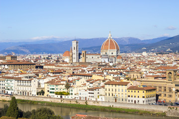 Panorama of Florence and Cathedral of Santa Maria del Fiore, historic centre of Florence, Italy,...