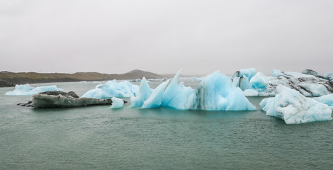 Icebergs in Jokulsarlon Glacial River Lagoon, Iceland