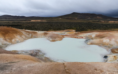 Lake in Leirhnjukur lava field, Iceland
