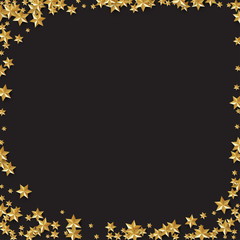 Black background with stars frame. Vector gold stars