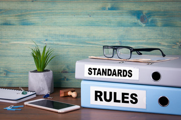 standards and rules concept. Successful business, law and profit background.