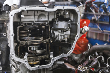 disassembled car engine
