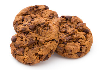 Chocolate Chip Cookie isolated on white background.