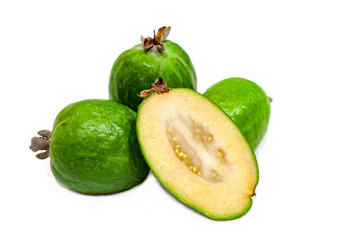 Feijoa isolated on the white background.