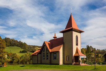 Fototapeta na wymiar Church in Telesnica Oszwarowa, Bieszczady, Poland