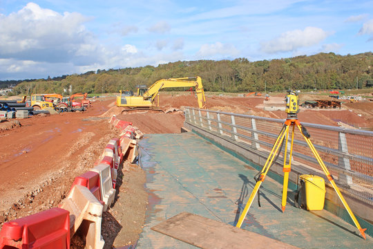 Laser Level On A Road Construction Site