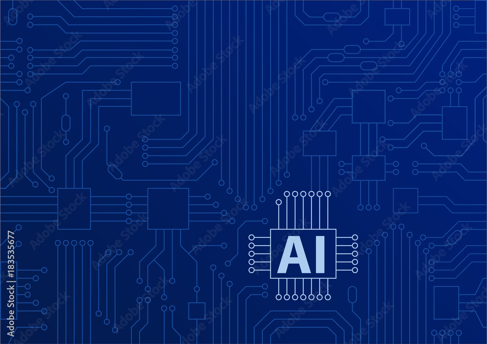 Poster artificial intelligence / ai concept as vector background with cpu / microchips