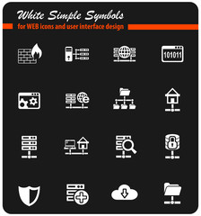 hosting provider white icon set