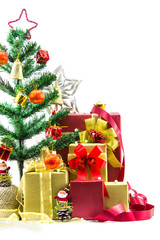 Christmas composition with gift box and decorations