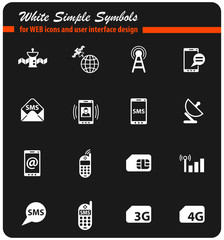 mobile connection white icon set