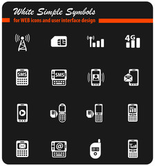 mobile connection white icon set