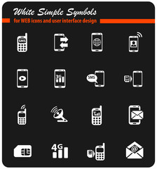 mobile connection white icon set