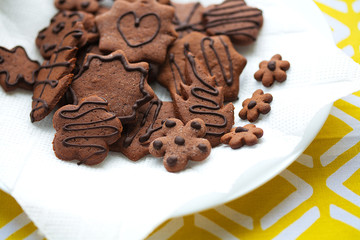 Mixed Cookies on a white plate and yellow napkin