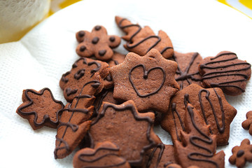 Mixed Cookies on a white plate. Close up