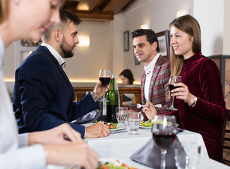 Group of friends at restaurant