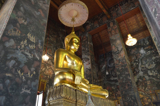 Phra Sri Sakyamuni, the attitude of subduing Mara Buddha, Wat Suthat Thepphawararam, Bangkok, Thailand