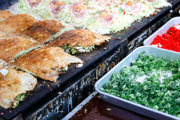 Japanese food okonomiyaki , Japanese pizza