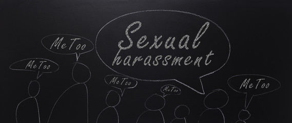 Sexual harassment concept. Text write blackboard.