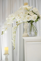 white flower display in the vase - soft focus