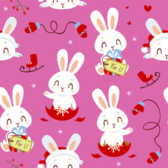 vector cartoon style easter bunny set