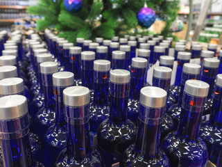 Sale of beverage bottles before the holidays in the store.

