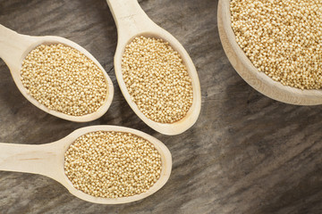 Amaranth seeds on the wooden table - Amaranthus