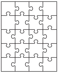 Vector illustration of separate parts of white puzzle