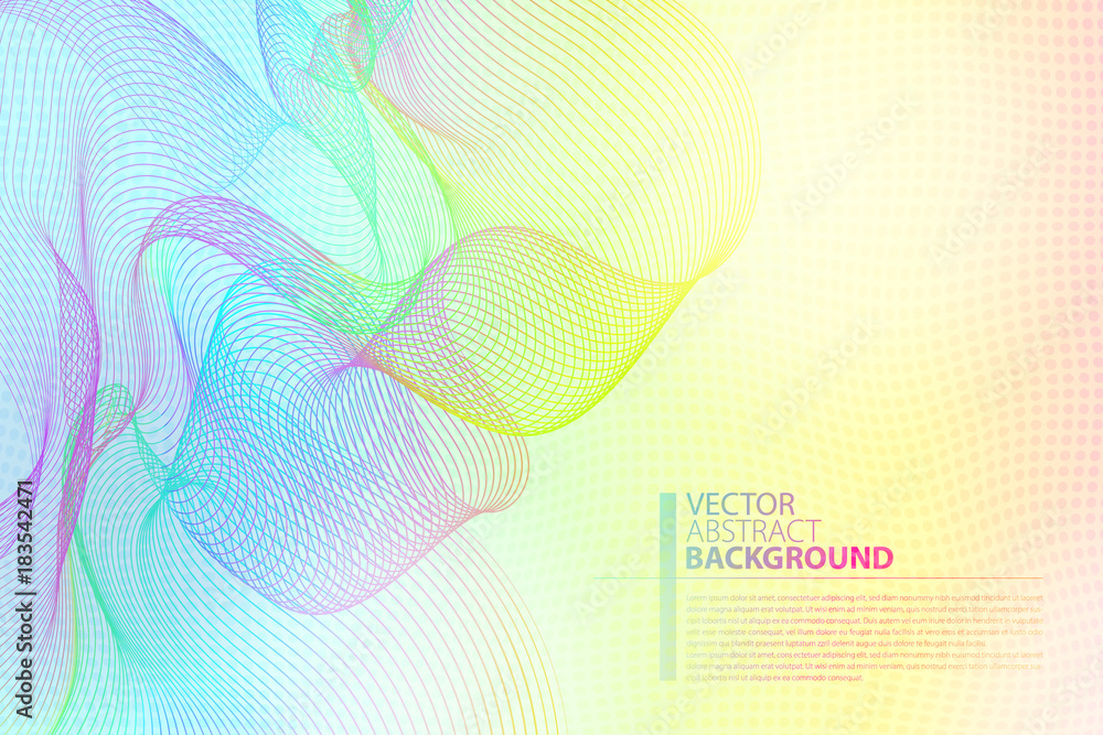 Poster vector linear art colorful background. light bright colors linear wavy lines for backdrop. abstract 