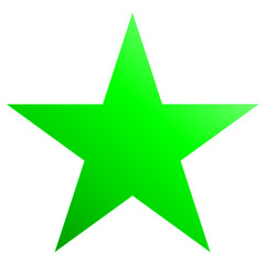 Christmas star green - simple 5 point star - isolated on white