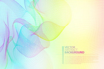 Vector linear art colorful background. Light bright colors linear wavy lines for backdrop. Abstract background.