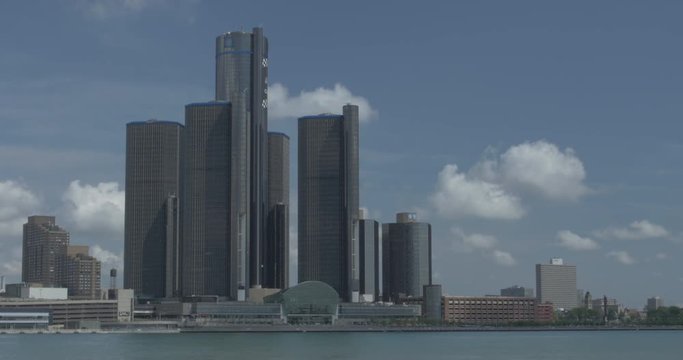Tall Detroit Buildings Framed Left 