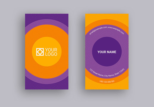 Purple and Orange Business Card Layout