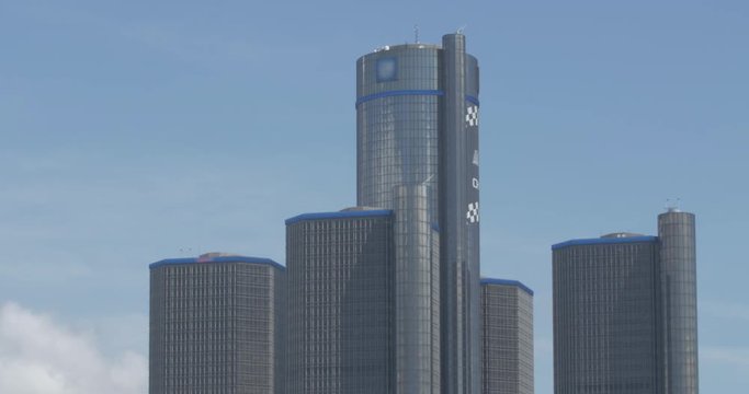 Telephoto Close Up Of Detroit Skyscraper