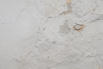 old chipped plaster on the concrete wall, landscape style, white background, texture