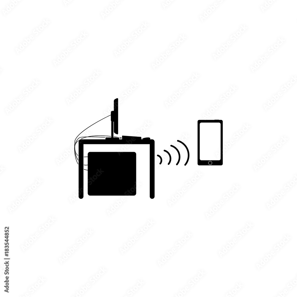 Poster computer wirless connect mobile phone icon. pc hardware element icon. premium quality graphic design