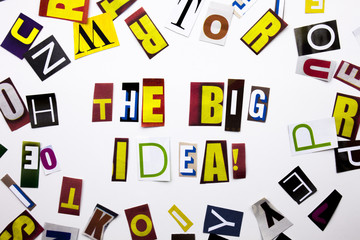 A word writing text showing concept of The Big Idea question made of different magazine newspaper letter for Business case on the white background with copy space