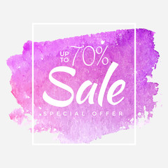 Watercolor Special Offer, Super Sale Flyer, Banner, Poster, Pamphlet, Saving Upto 70 Off, Vector illustration with abstract paint stroke