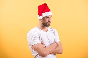 Macho in red xmas hat and white tshirt