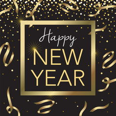 Gold Frame Happy New Year Vector Illustration 1