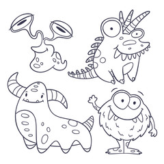 4 funny monster doodles (outlines) © LydiaLyd
