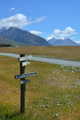 Sign Post on Mesopotamia Station Road, New Zealand