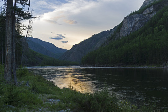 The Oka Sayanskaya River at the beginning of the Orkho-Bom gorge.