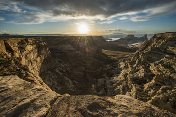 Tranquil view of landscape against stormy clouds at Grand Staircase-Escalante National Monument
